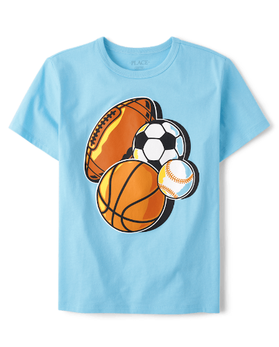 Franela celeste figura pelotas deportivas grande 5/6T