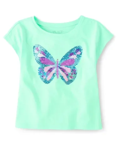 Blusa Verde con Mariposa en lentejuelas 5/6T