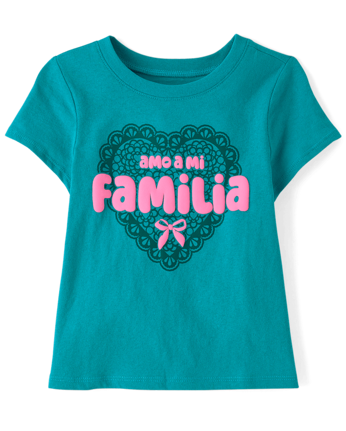 Franela M/C Turquesa Figura Amo a Mi Familia 5T