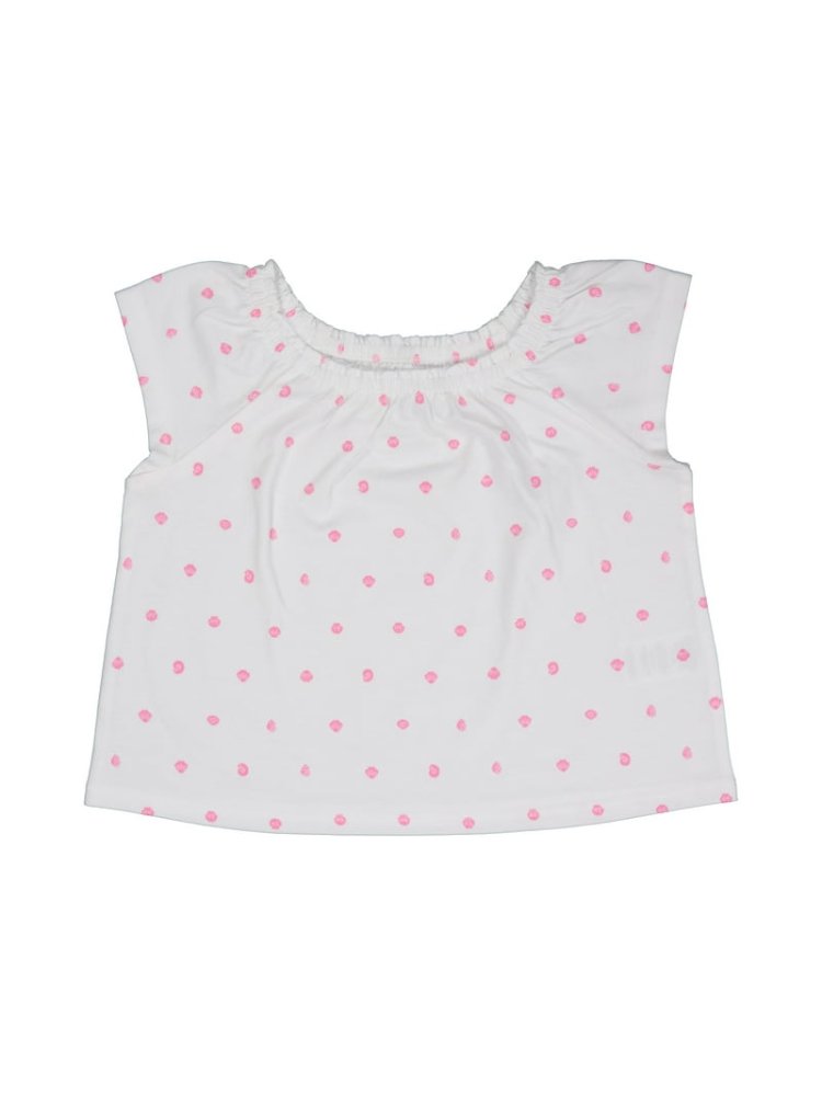 Franelilla con cuello elastico blanca de caracolitos rosa 7/8T