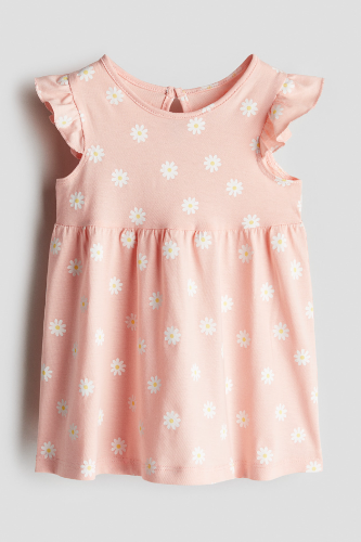 Vestido rosa coral flores blancas 4T