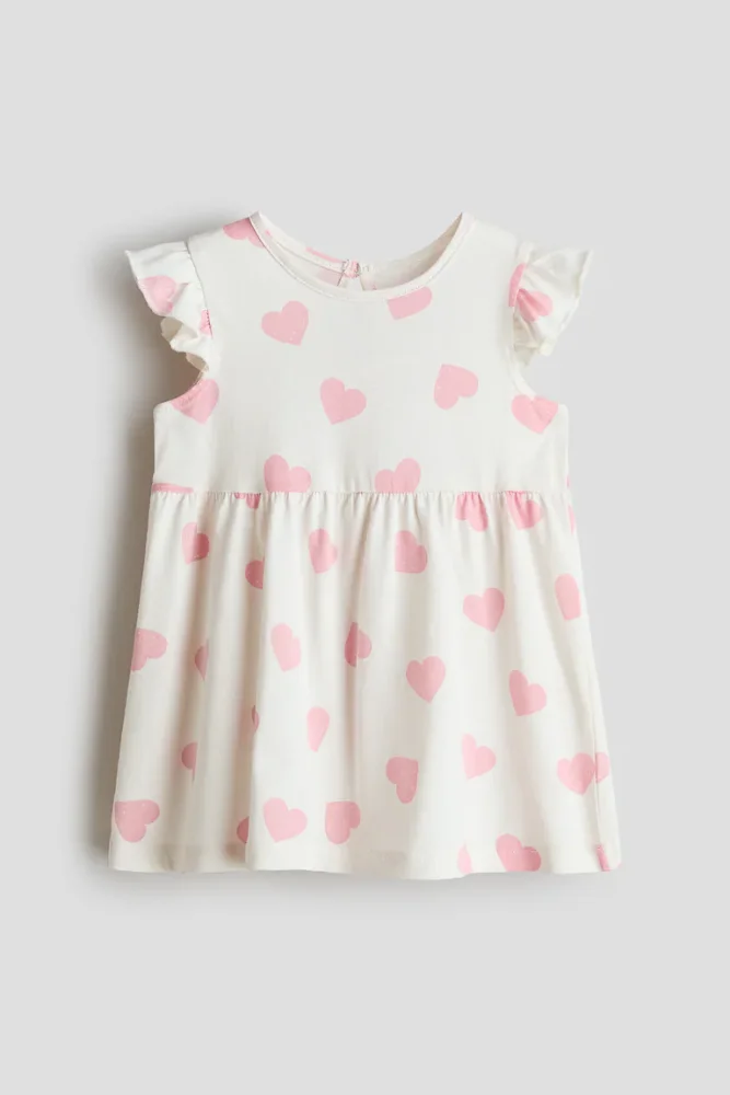 Vestido Crema de corazones rosados 3T