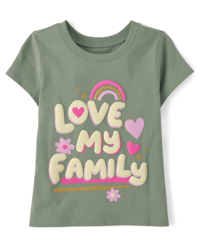 Franela M/C Verde Figura Love My Family 4T