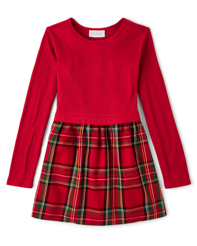 Vestido rojo con cuadros de Navidad 5/6T
