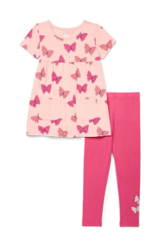 Conjunto de niña franela rosa mariposa y leggins 6T