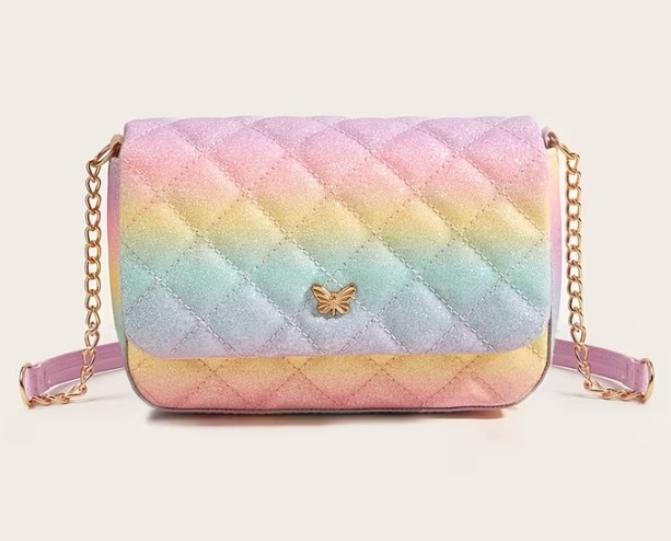 Cartera arcoiris detalle mariposa