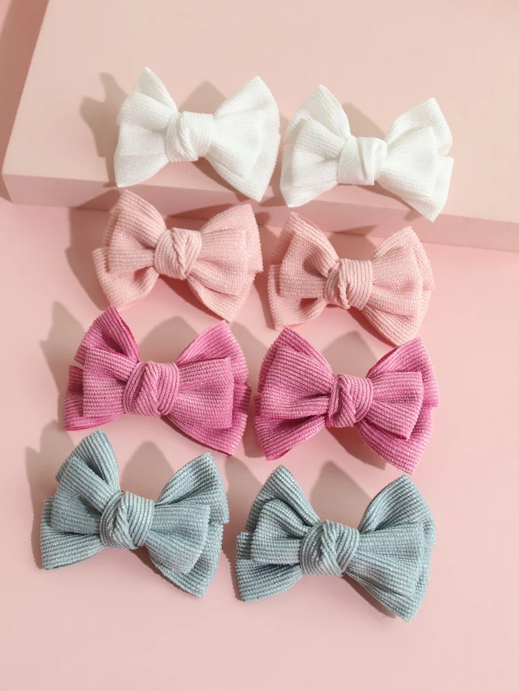 Par de lazos de pana con destellos (blanco, rosado, fucsia, gris)