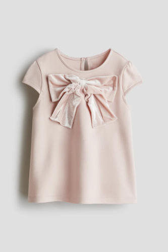 Vestido de Jersey con detalle de Lazo Rosa 12-18Meses