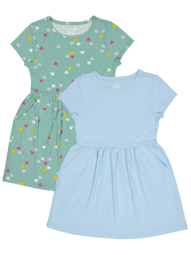Vestido verde de corazones de colores y celeste 6T
