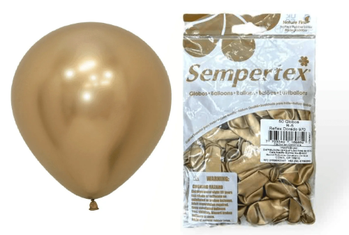 GLOBO SEMPERTEX #12 ORO Y PLATA BOLSA CON 50PZ