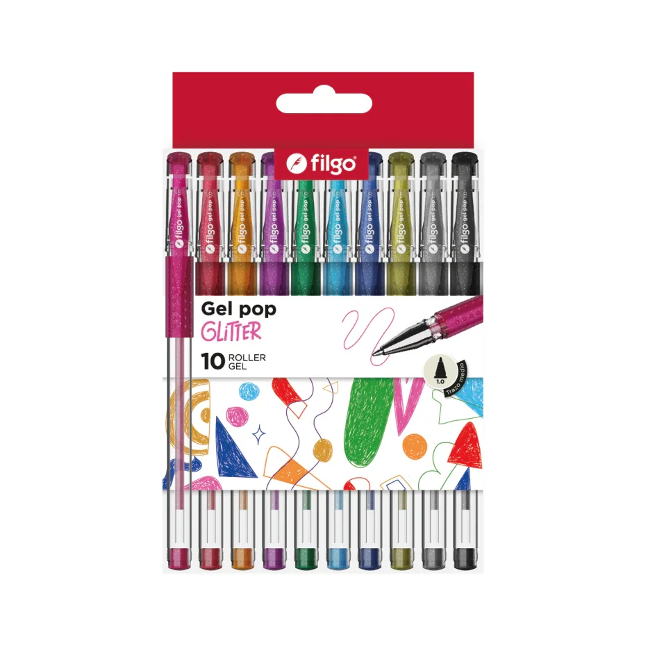 27 Boligrafo Filgo Gel Pop Glitter x10u