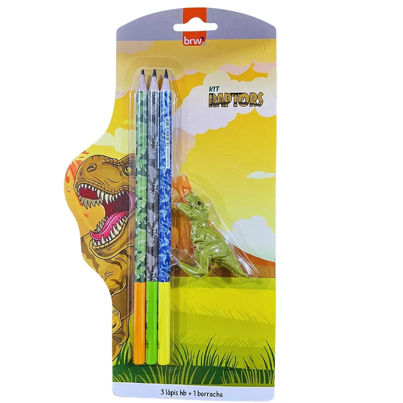 27 Kit Lapiz + goma Brw blister RAPTOR