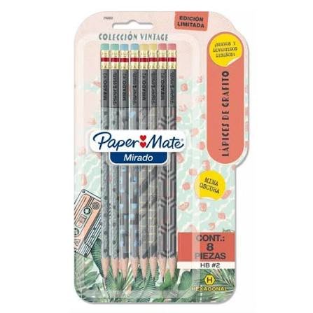 27 Lapiz Negro Paper Mate Ediicion Vintage con goma X8