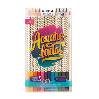 27 Lapices de colores Mooving x12 Acuarelables