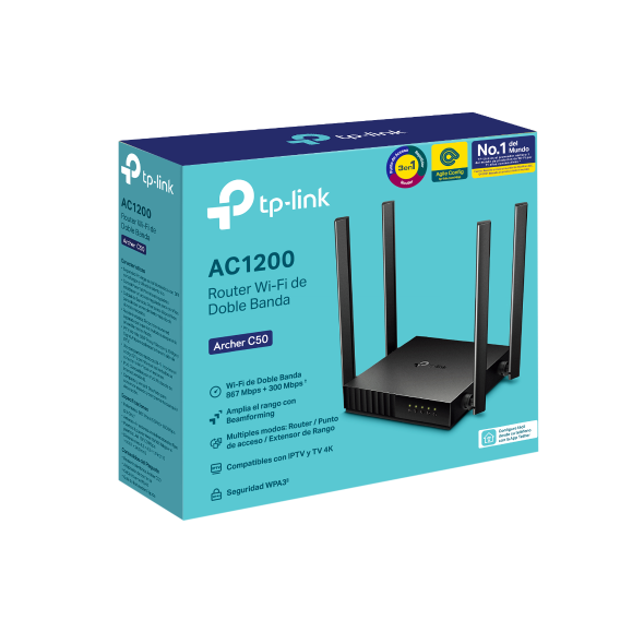 ROUTER TP-LINK DOBLE BANDA WIFI 5 4 ANTENAS AC1200 ARCHER C50