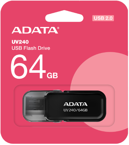 MEMORIA USB ADATA UV240 2,0 - 64GB - NEGRA