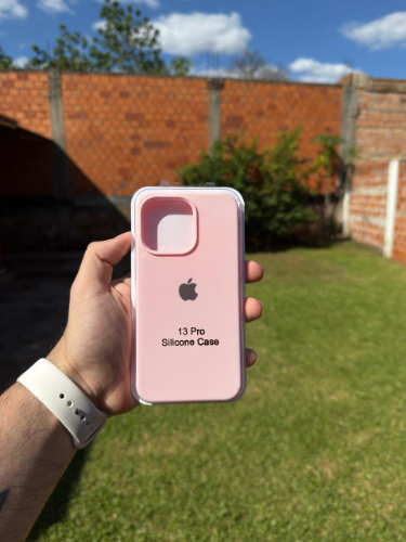Case Iphone 13 Pro Silicona Color Rosa Ligth