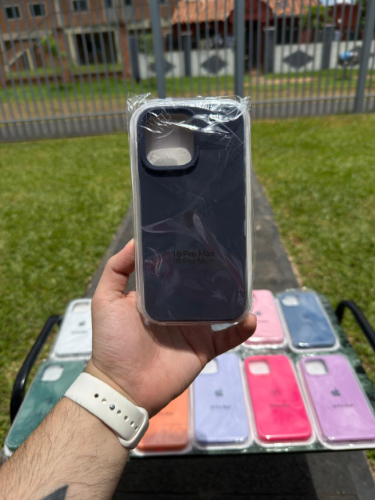 Case Iphone 16 Pro Max Silicona Color Gris Azulado