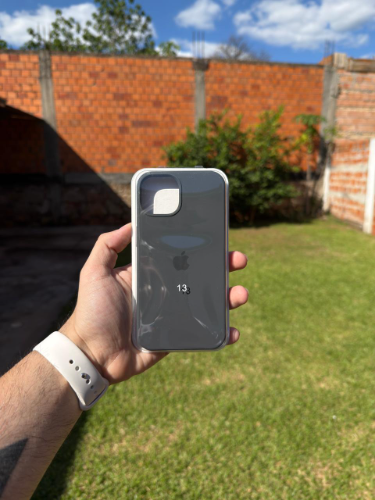 Case Iphone 13 Silicona Color Gris Oscuro