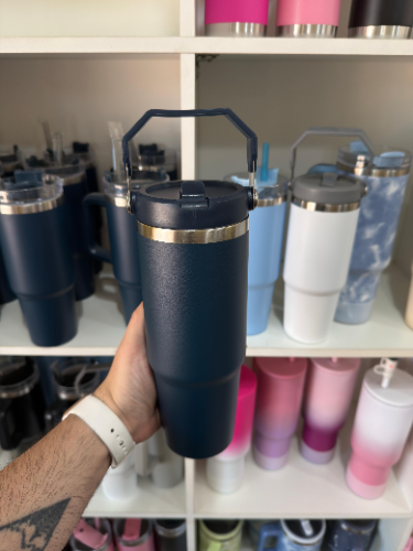 Hoppie 900 ml Azul Marino c/ Pajita