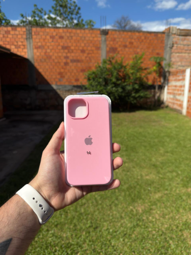 Case Iphone 14 Silicona Color Rosa Claro