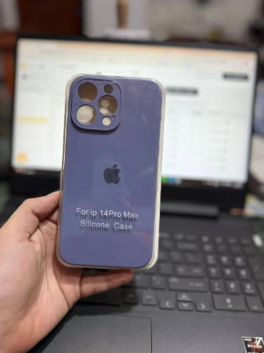 Case Iphone 14 Pro Max Silicona Color Gris Azulado
