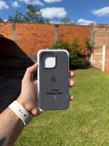 Case Iphone 13 Pro Silicona Color Gris Oscuro
