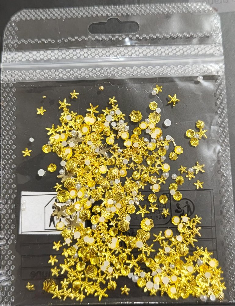 ADORNOS PARA UÑAS DORADO DE PLAYA