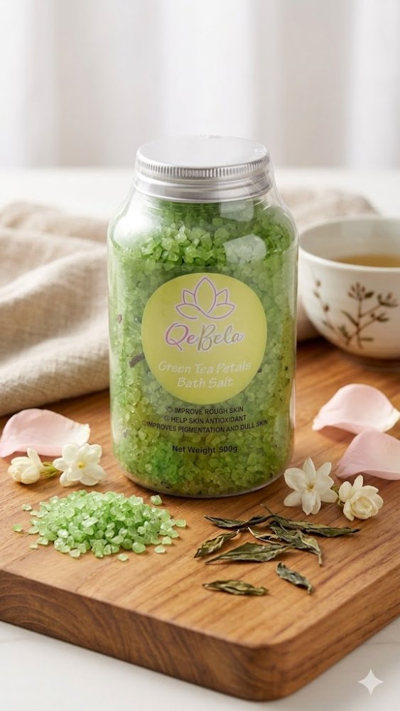 Sal de baño Green Tea Petals - Qebela 500g