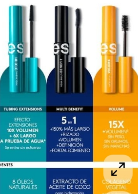 esika  mascara de pestañas ,pestaniña amarilla y azul  negra