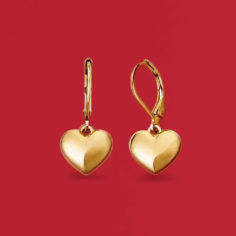 esika  aretes de corazon con baño de oro
