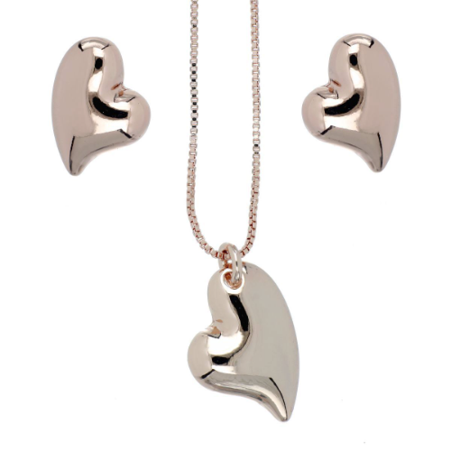 cadena corazon con set de aretes de golfy