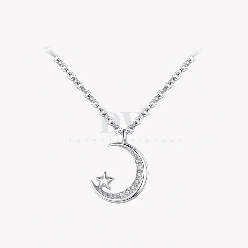 esika collar silver moonlight con aretes