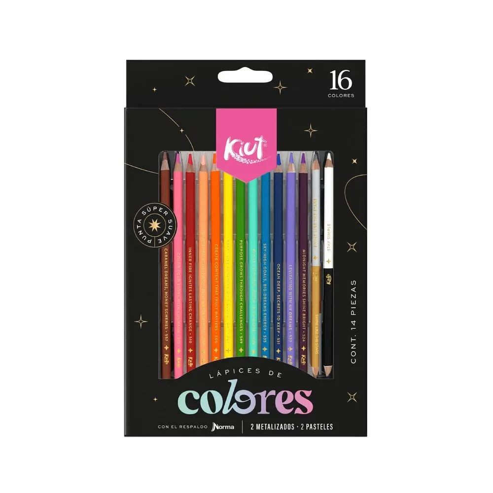 CAJA DE COLORES KIUT 14 PALO 16 COLORES