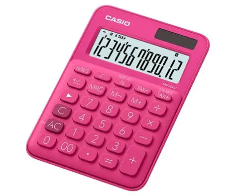 CALCULADORA CASIO 12DIG FUCSIA MS-20UC-RD