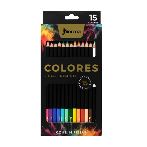 CAJA DE COLORES NORMA X 15 LINEA PREMIUM