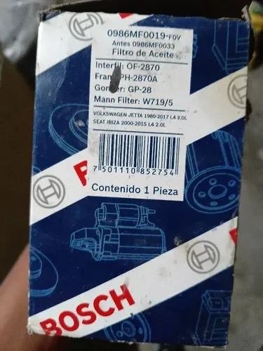 FILTRO ACEITE OF-2870 BOSCH (GP-28 GONHER)