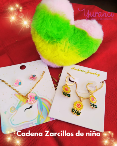 CADENA Y ZARCILLO DE NIÑA ORO C