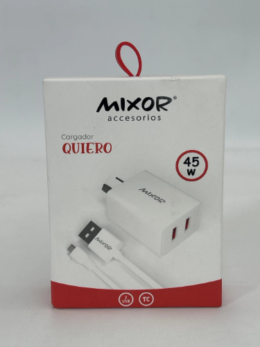 Cargador 220V MIXOR - 51A - 2 USB + Cable Tipo C