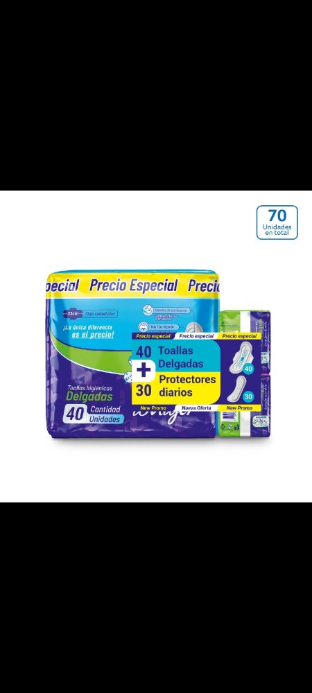 Toallas higiénicas mujer x 40und+ 30protec