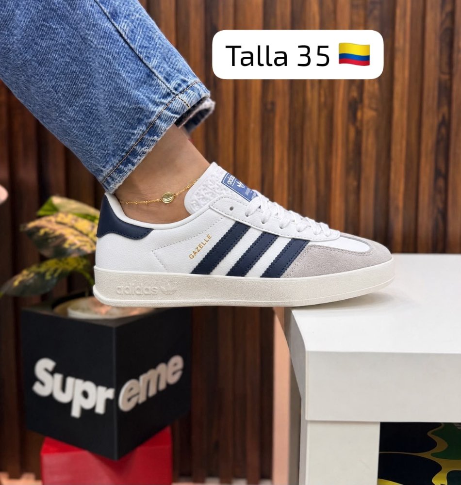 Adidas Gazelle - Dama "White/Navy/Grey"