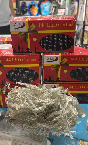Cortina de decoracion de navidad calida 144 Led