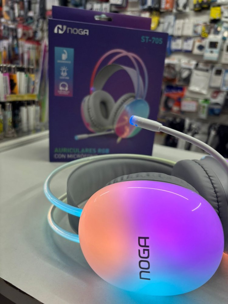 Auricular vincha Noga RGB para pc , salida auxiliar y USB st-705