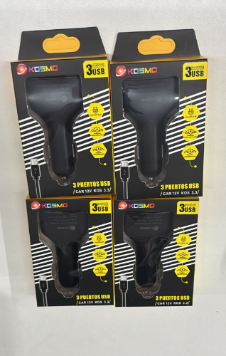 Cargador 12v Kosmo 3 Puertos USB 3.3 A