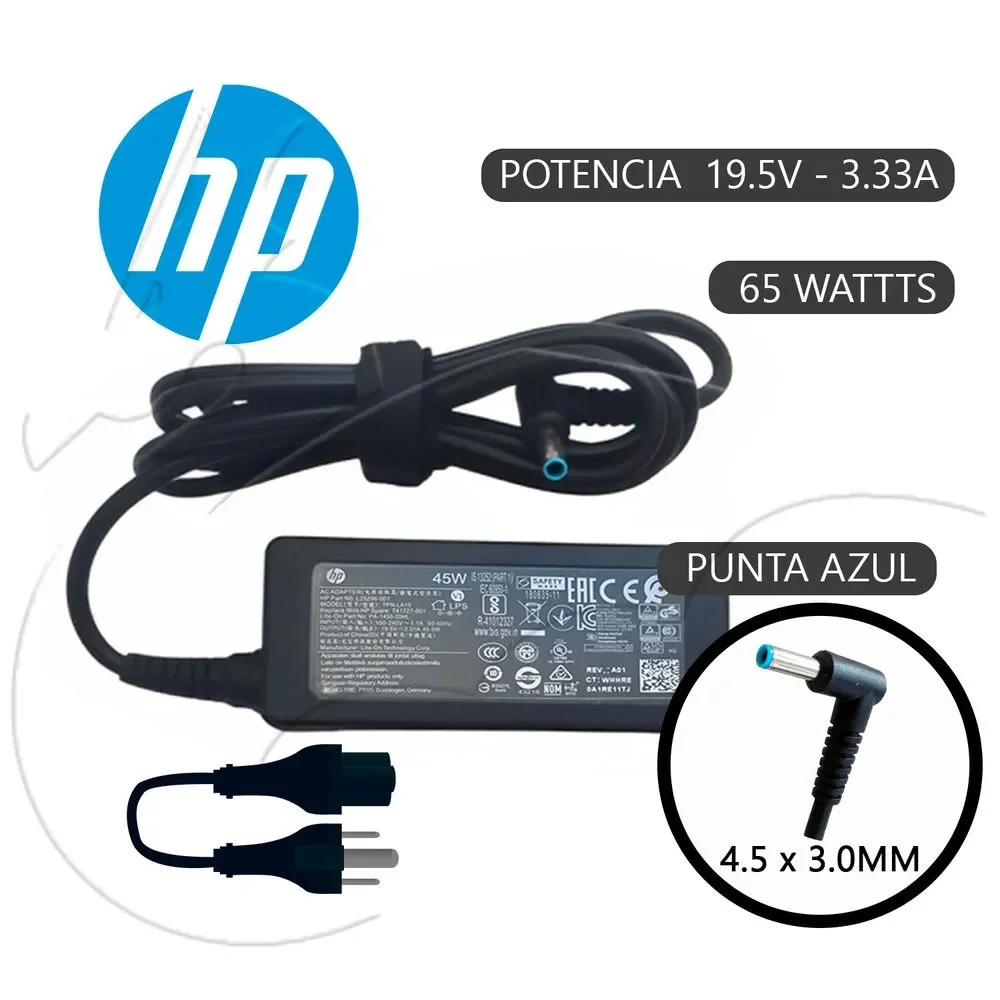Cargador HP punta azul 65w