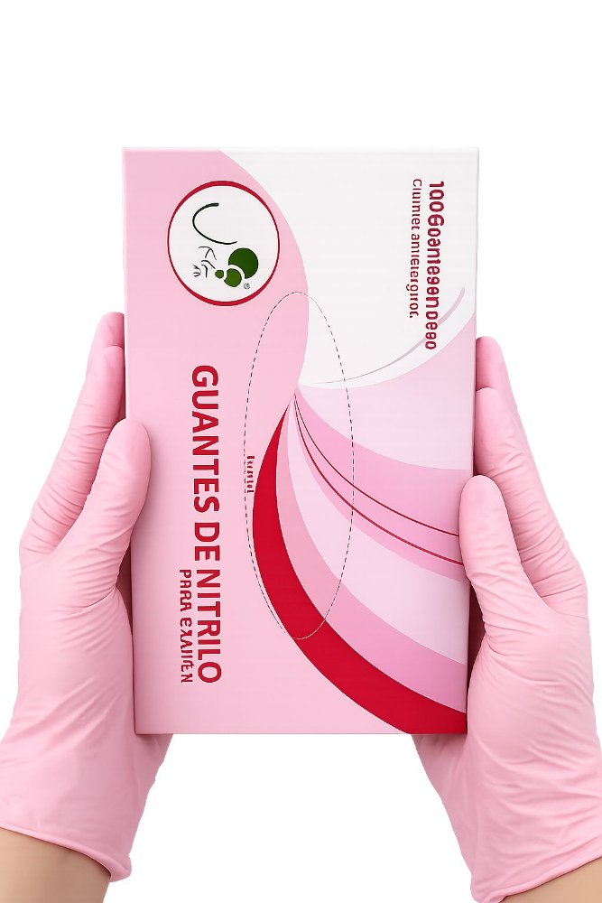 GUANTES NITRILO ROSADO S-M