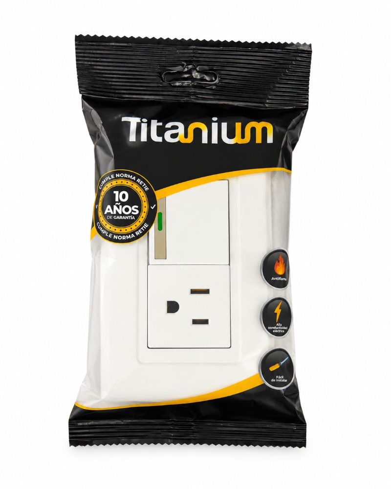 INTERRUPTOR + TOMA INCRUSTAR TITANIUM