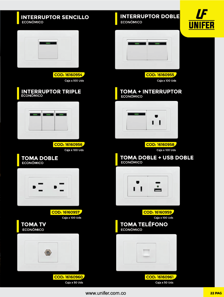 INTERRUPTOR DOBLE BLANCO INCR