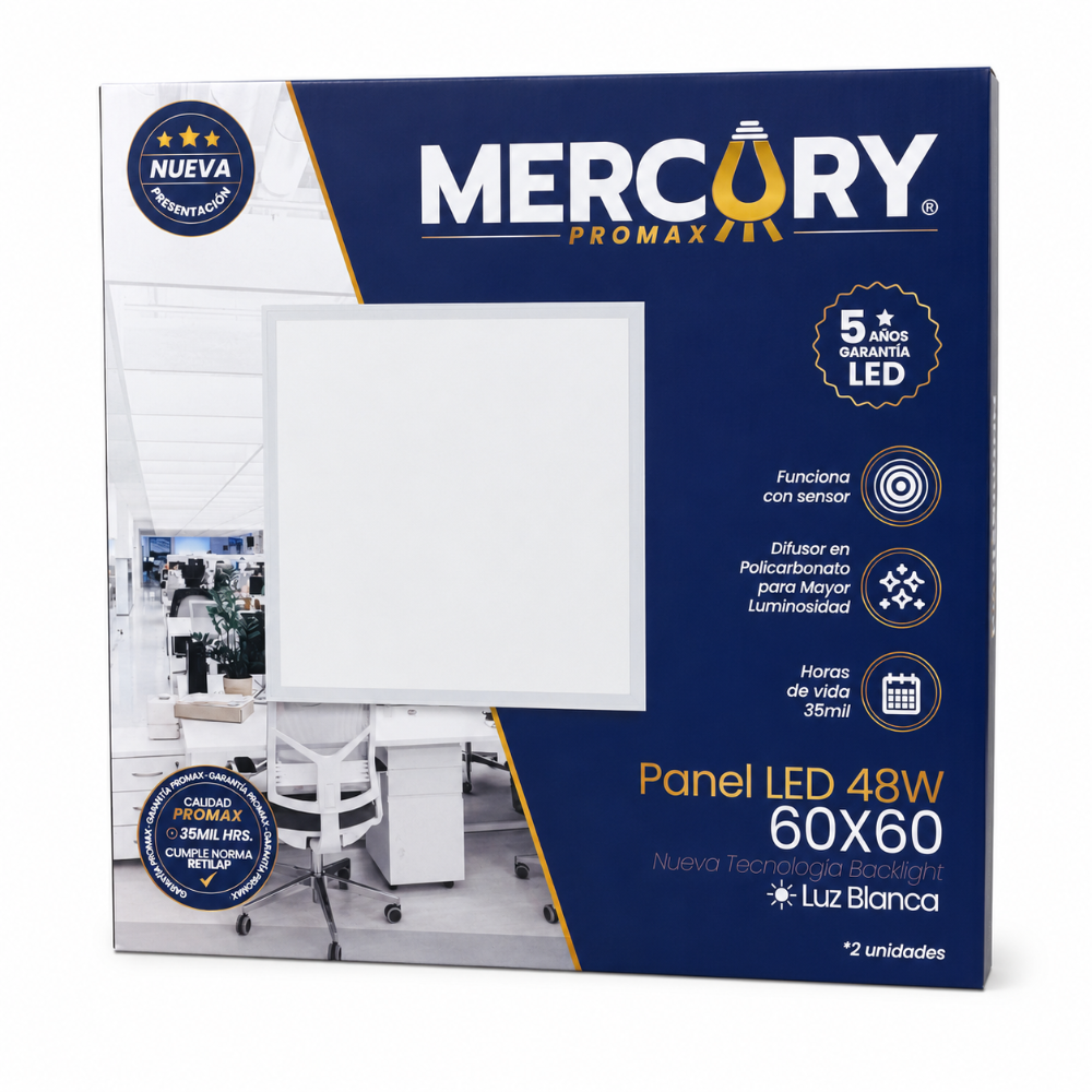LAMPARA LED PANEL 60X60 CMS 48W MERCURY