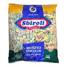 FIDEOS SBIROLI MOÑITO TRICOLOR x500G